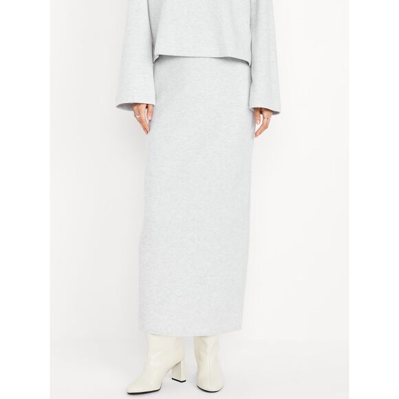 Old Navy | Cozy Maxi Column Skirt Light Heather Gray | Small - Picture 1 of 7